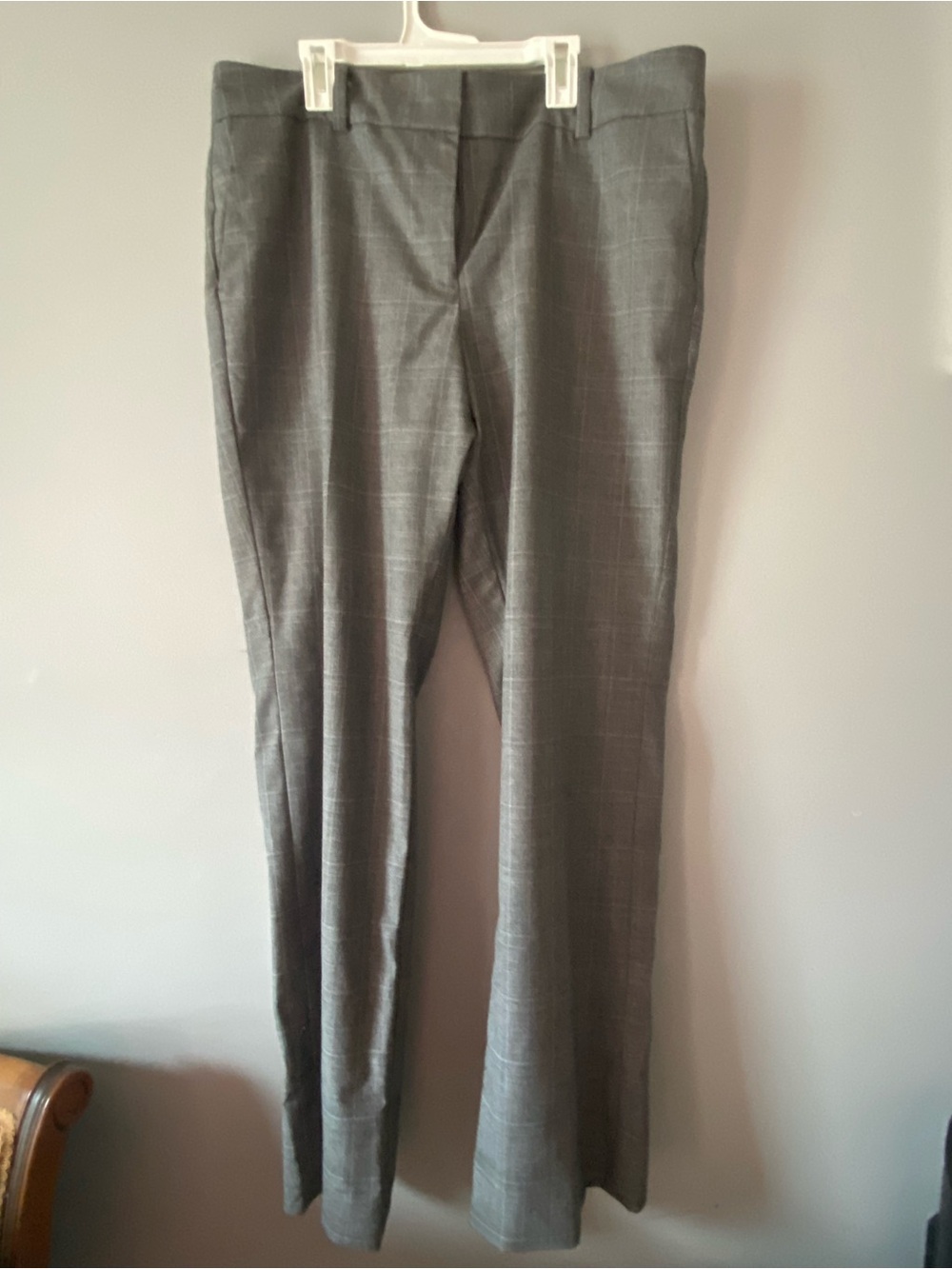 Ann Taylor Gray Windowpane Straight-Leg Dress Pants